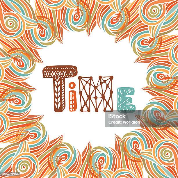 Abstract Autumn Frame Time Doodle Lettering Stock Illustration - Download Image Now - 2015, Abstract, Autumn