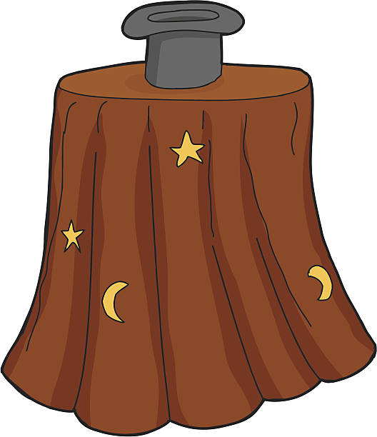 Isolated Magician Hat Isolated magician hat on table over white background black hat upside down stock illustrations