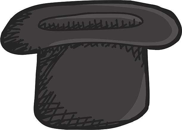 Isolated Magican Hat Single black magician hat on isolated white background black hat upside down stock illustrations