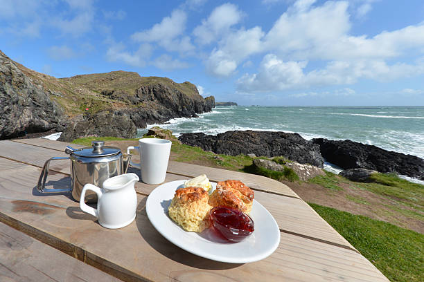 cornish tè alla panna - cornish cream tea foto e immagini stock