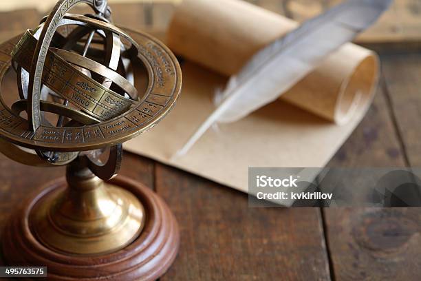 Ancient Science Stock Photo - Download Image Now - Armillary Sphere, Ancient, Paper Scroll