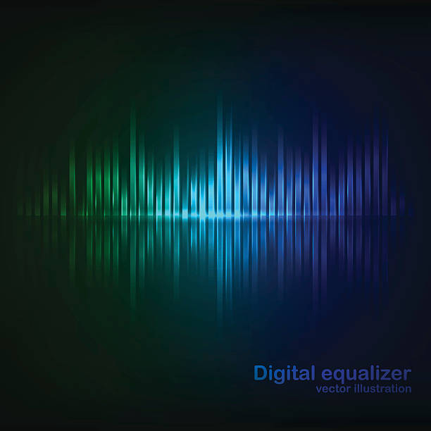 鮮やかなグリーンのブルーのデジタル輝くイコライザ - music disco sound mixer backgrounds点のイラス�ト素材／クリップアート素材／マンガ素材／アイコン素材