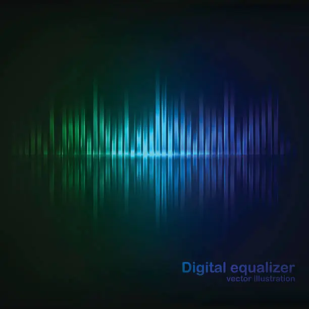 Vector illustration of Colorful green-blue digital shining equalizer