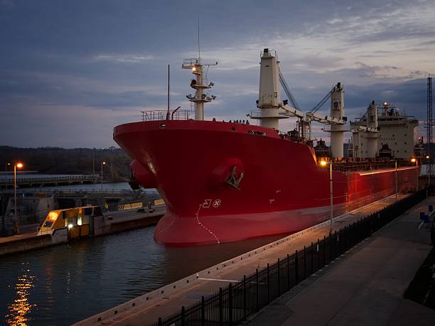 istock Lake Freighter entering Lock 3 on the Welland Canal 495764630