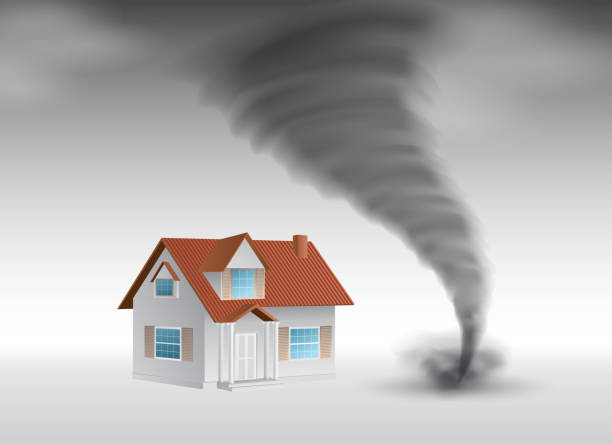 tornado - tornado natural disaster damaged house stock-grafiken, -clipart, -cartoons und -symbole