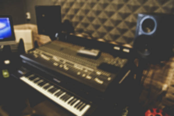 istock blur studio mixer, keyboard, electric piano, synthesizer in recording studio 495775488