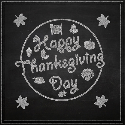 Happy Thanksgiving day message on blackboard