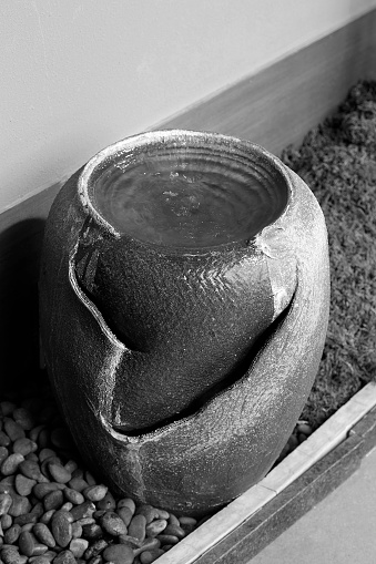 Zen waterfall jar,baked clay