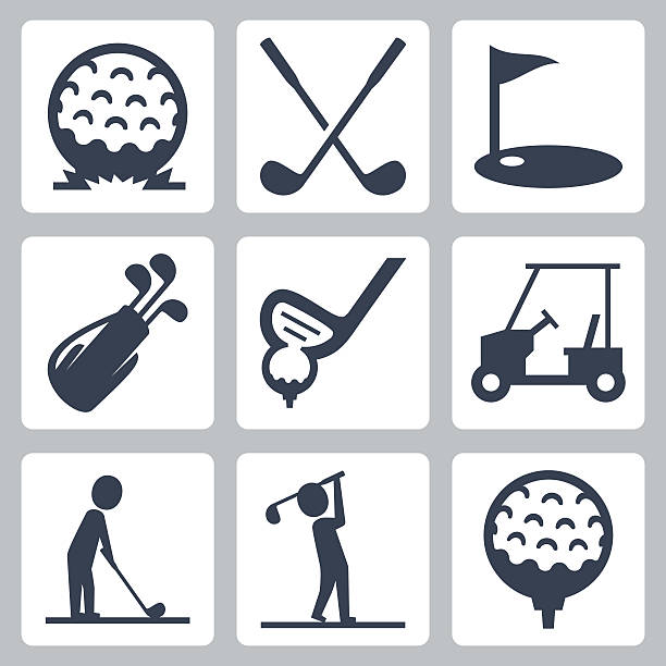 골프 벡터 아이콘 세트 - golf club golf ball golf ball stock illustrations