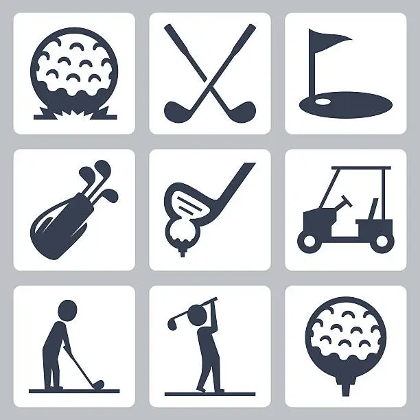 Vector illustration of Golf vector icons set