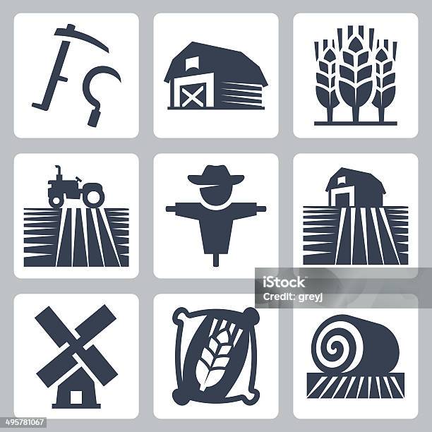 Agriculture And Farming Vector Icons Set Stock Illustration - Download Image Now - Farm, Icon Symbol, In Silhouette