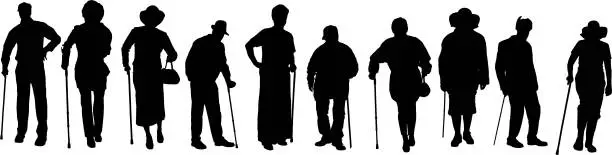 Vector illustration of Vector silhouette of old people.