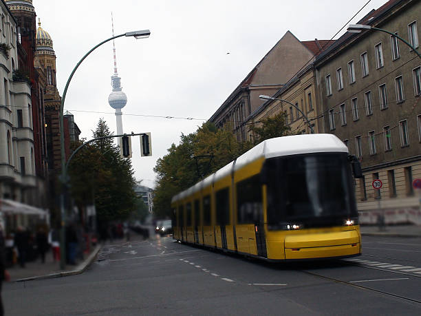 istock Scene Of Television Tower,Synagogue And Tram In Berlin Germany 495784132