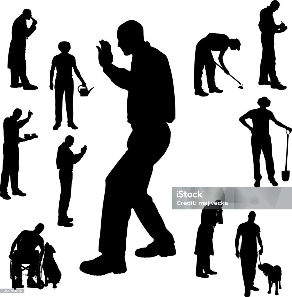 Vector silhouette of people. Vector silhouette of people on a white background. Farm stock vector