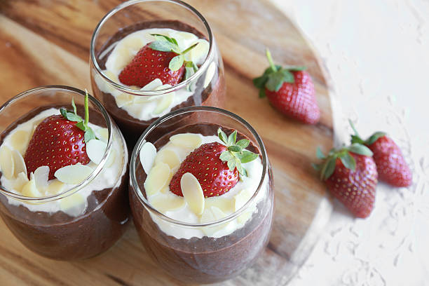istock Homemade Chocolate Chia pudding with strawberry 495786052