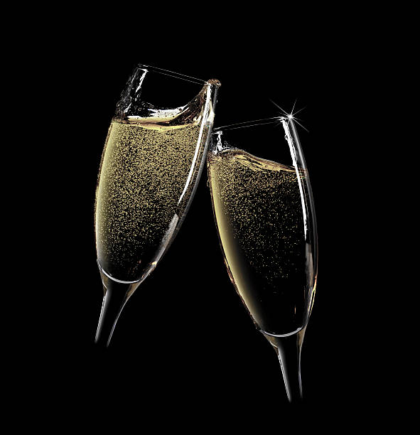 obrigado! dois copos de champanhe - nobody alcohol champagne wine imagens e fotografias de stock
