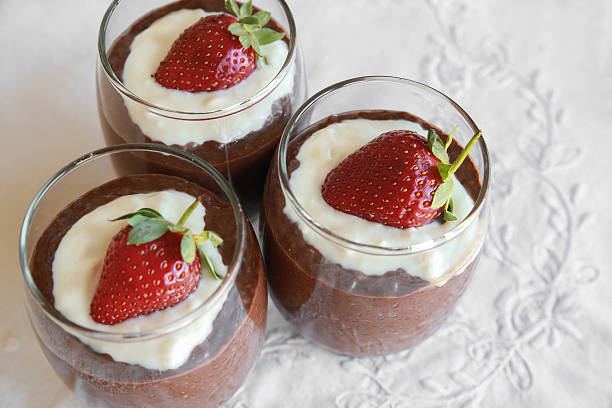 istock Homemade Chocolate Chia pudding with strawberry 495786318