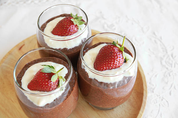 istock Homemade Chocolate Chia pudding with strawberry 495786412