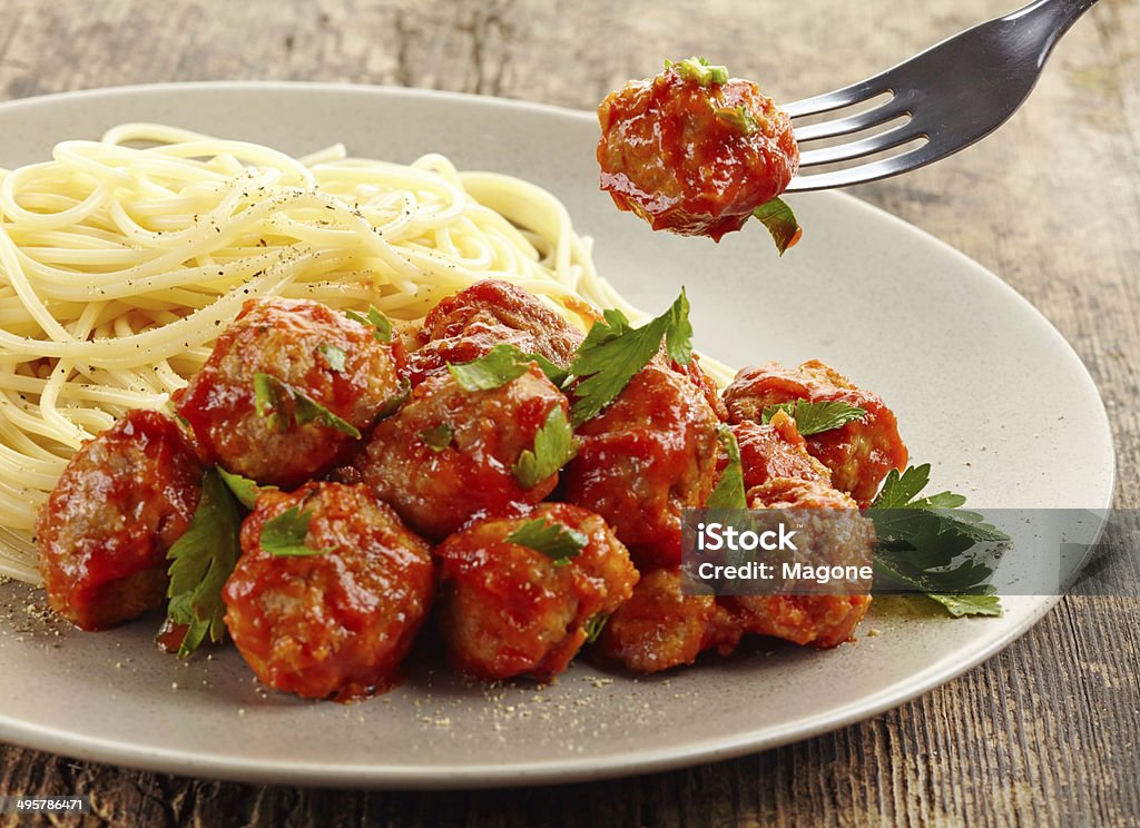 Meatballs with tomato sauce and spaghetti Meatballs with tomato sauce and spaghetti on plate Beef Stock Photo