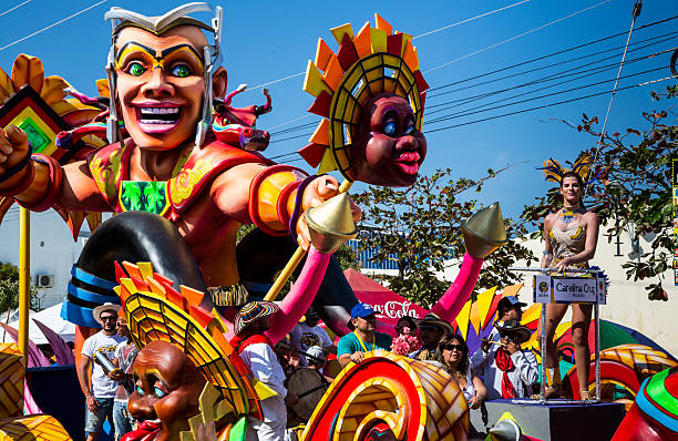 carnival de barranquilla - crowd carnival people social gathering stock-fotos und bilder