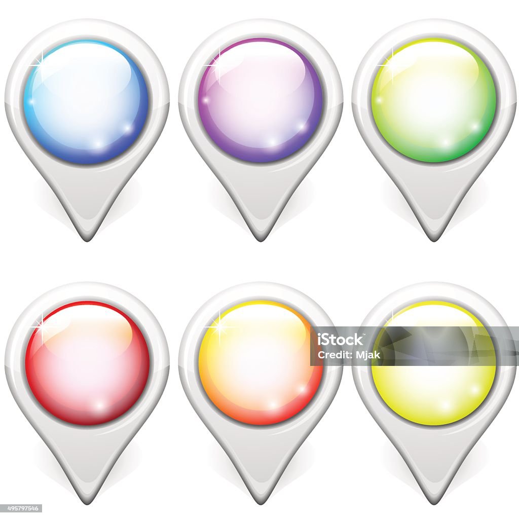 Map Pointer Plot Six Glossy Map Pointers Stock Illustration - Download Image Now - 2015 ...