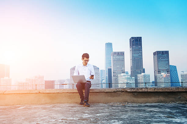 istock Businessman working on roof 495798386