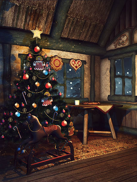 istock Christmas tree in an old cottage 495803332
