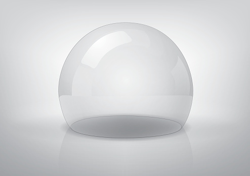 Vector transparent semi-sphere, specks of light and reflections