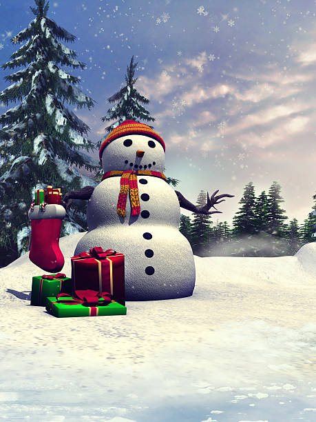istock Snowman with Christmas gifts 495805068
