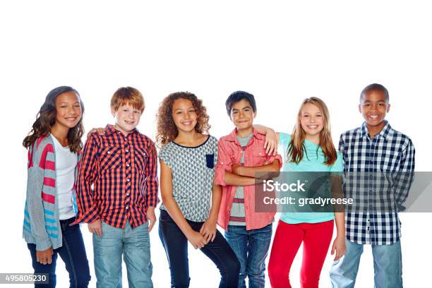 On The Tween Scene Stock Photo - Download Image Now - Teenager, White Background, Multiracial Group