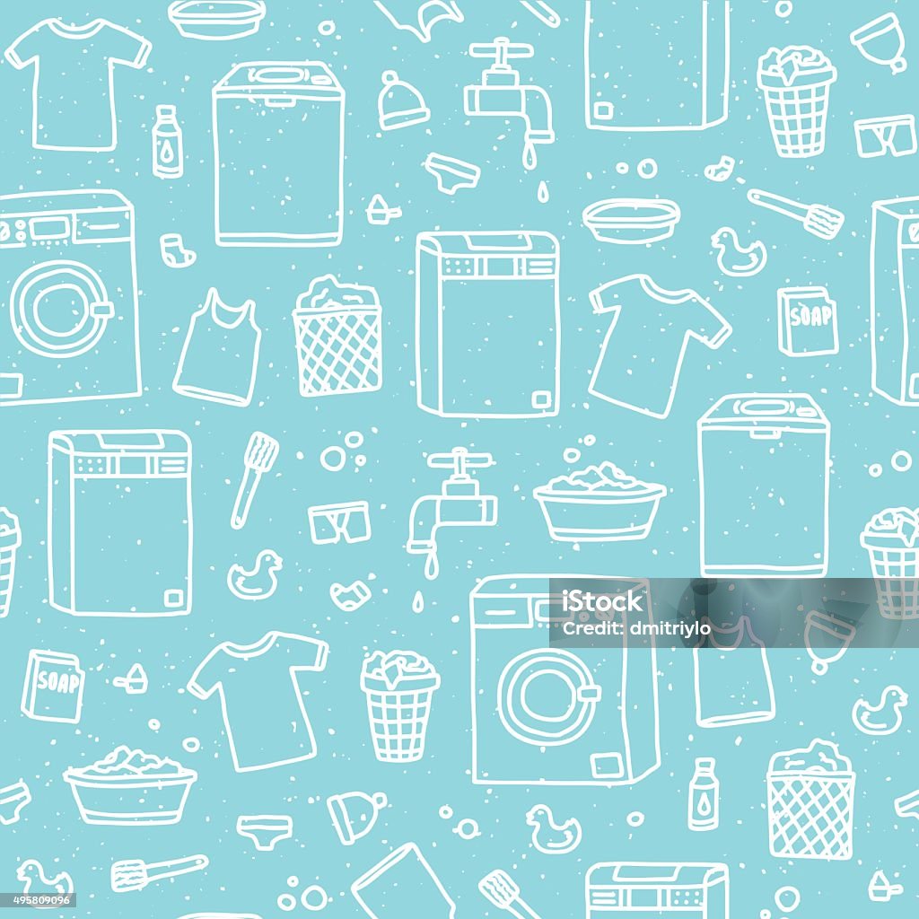 Laundry Service Seamless Vector Pattern Stock Illustration - Download ...