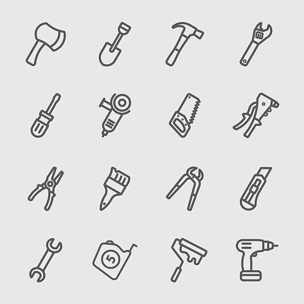 ilustraciones, imágenes clip art, dibujos animados e iconos de stock de icono de herramientas de - axe