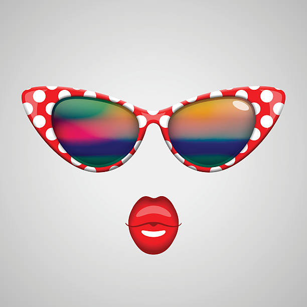 okulary przeciwsłoneczne vintage i całować usta - sensuality party sun sunlight stock illustrations