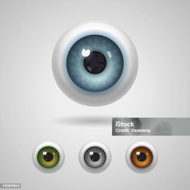 Глазные Яблоки С Большим Ирисов — стоковая векторная графика и другие изображения на тему Глаз - Глаз, Трёхразмерный, Глазное яблоко