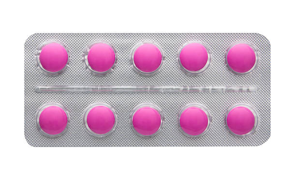 rosa tablet pillole - painkiller pill capsule birth control pill foto e immagini stock