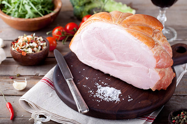 istock Pork ham with fresh salad and vegetables. 495811374