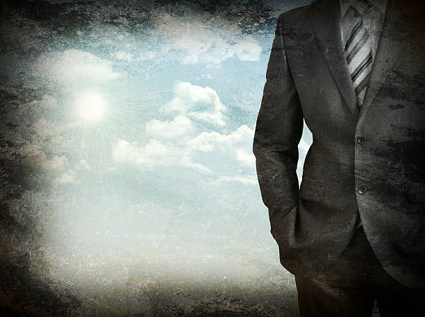 istock Businessman and clouds. Grunge style 495811973