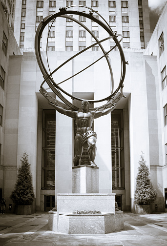 New York City, USA - September 5, 2014: Atlas statue in front of Rockefeller Center New York City