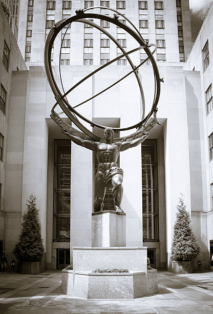 Atlas statue in front of Rockefeller Center New York City stock photo