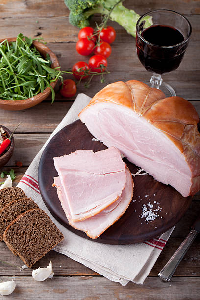 istock Pork ham with fresh salad and vegetables. 495812588