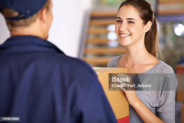 Hes A Professional Wholl Care For Your Parcel Stock Photo - Download Image Now - Box - Container, Delivering, Receiving