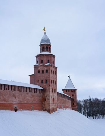 fragment of the wall of the Kremlin in Novgorod