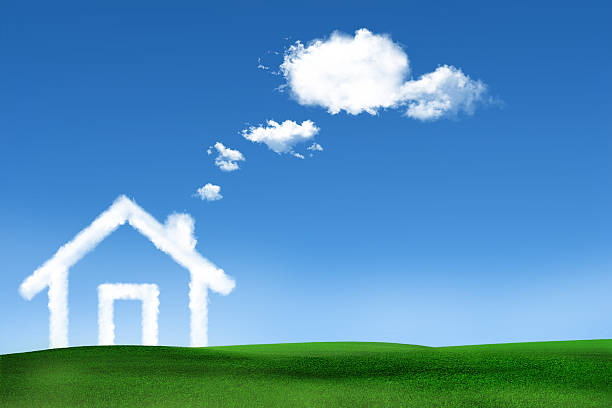 Dream of house concept for dream house, the house shape make from clouds show home stock pictures, royalty-free photos & images