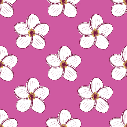 Sketch spa flowersl in vintage style, vector seamless pattern