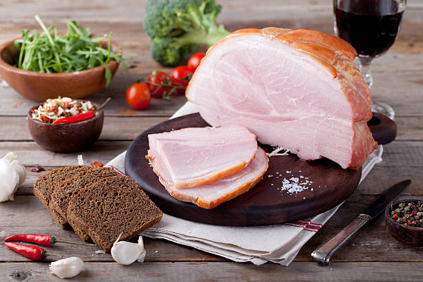 istock Pork ham with fresh salad and vegetables. 495827196