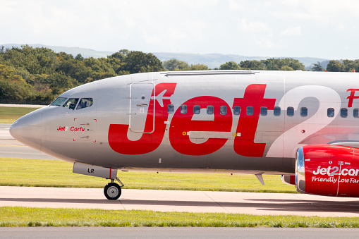 Manchester, United Kingdom - August 27, 2015: Jet2 Boeing 737 passenger plane \