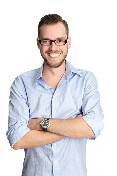 istock Attractive man in glasses standing 495830654