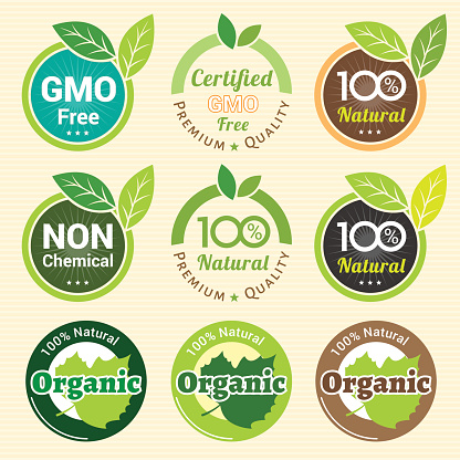 GMO Free Non GMO and organic guarantee tag label emblem