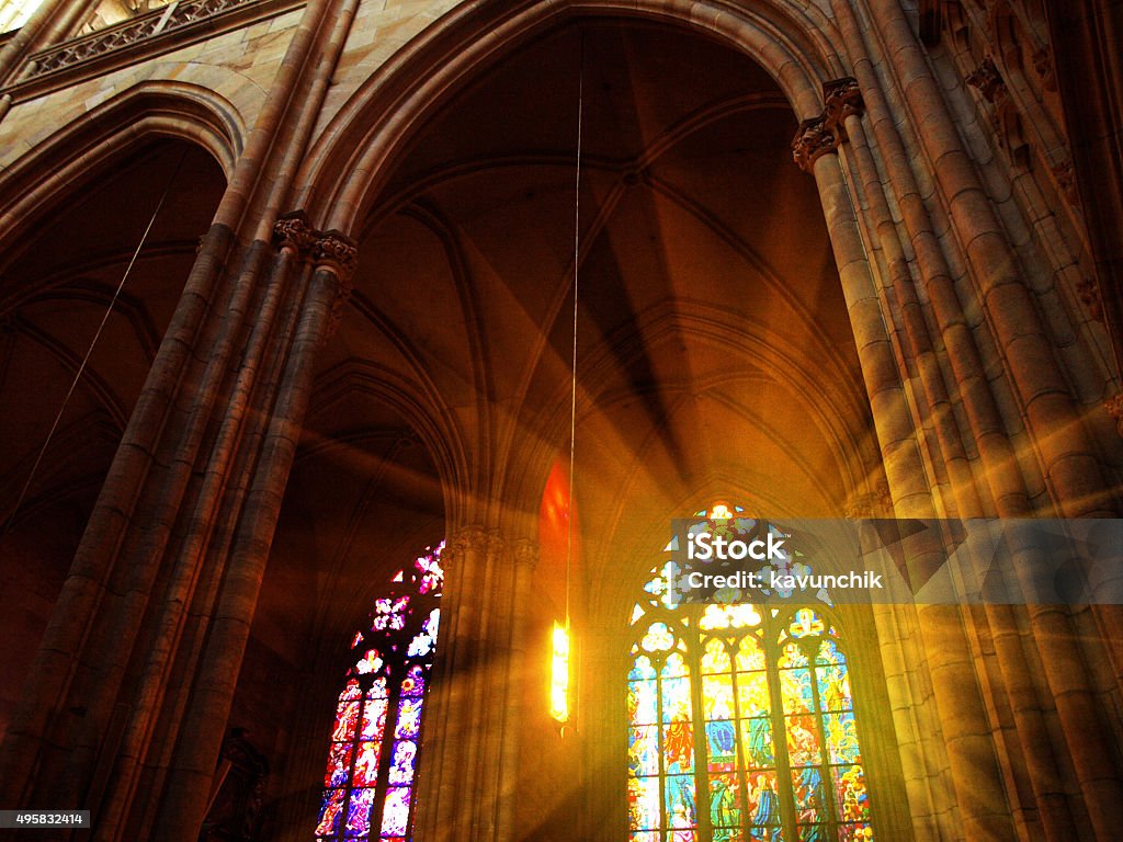 Interior of St. Vitus Cathedral, Prague, Czech Republic Church Stock Photo