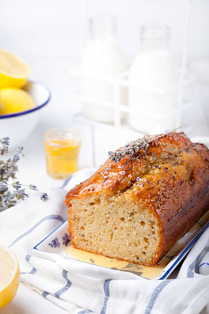 istock Lavender, lemon cake with fresh lemons and lavender flowers 495835186